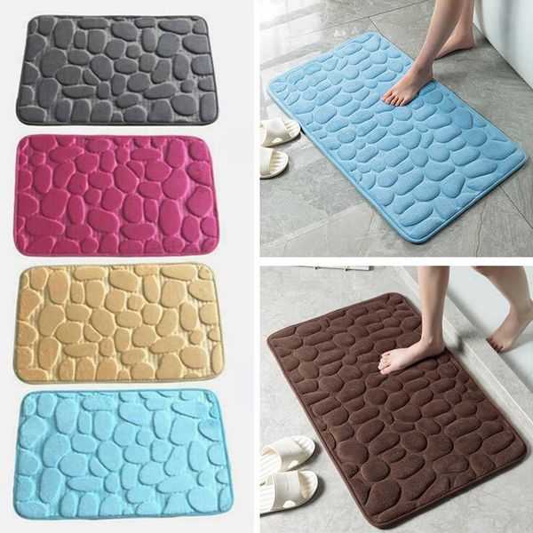 

bath mats solid color cobblestone embossed bathroom mat non-slip pebble carpets absorbentin wash basin bathtub side floor rug doormat