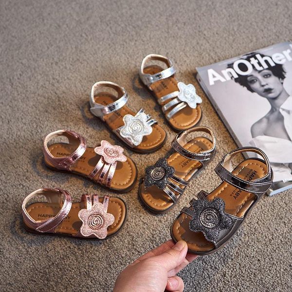 

sandals 2021 summer girls' soft soled non slip baby toddlers little fashion open toe beach shoes for children's, Black;red