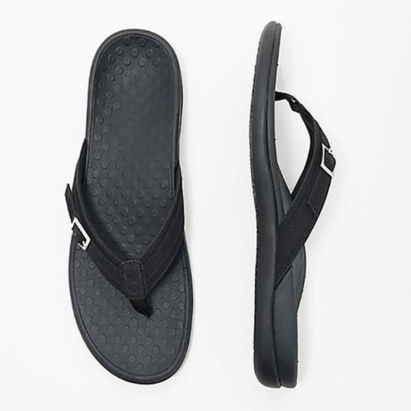 

summer ladies flat-bottomed flip flops outdoor comfortable and casual all-match rubber-soled beach slippers large size, Black