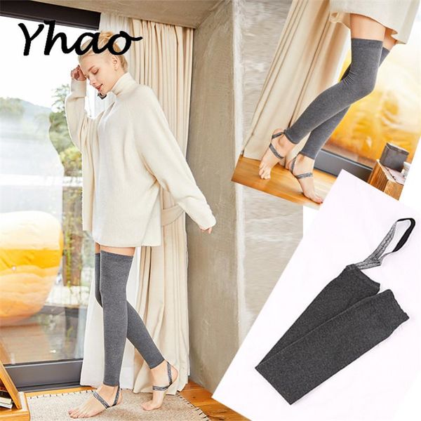 

sports socks pure-cotton women yoga stocking keen-high thickening pilates dance boot cover in autumn and winter, Black