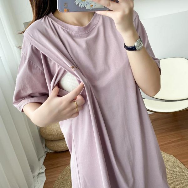 

maternity dresses summer women gowns embroidery simple breastfeeding pregnant white dress home clothes long shirt maxi
