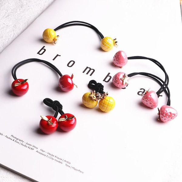 

hair accessories 2pcs lovely colourful fruit princess headwear kids elastic bands children ropes girls baby headdress, Slivery;white