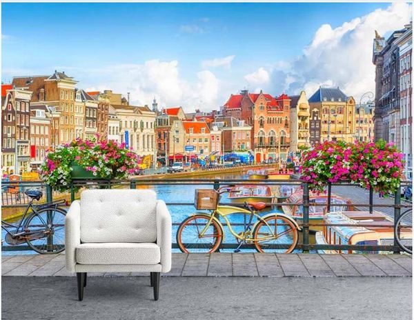 

wallpapers custom mural 3d po wallpaper hd european city dutch canal bridge background home decor living room for wall 3 d