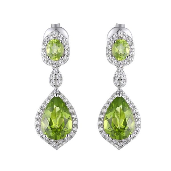 

dangle & chandelier gz zongfa fashion 925 sterling silver jewellery natural peridot gemstone drop earrings fine jewelry women