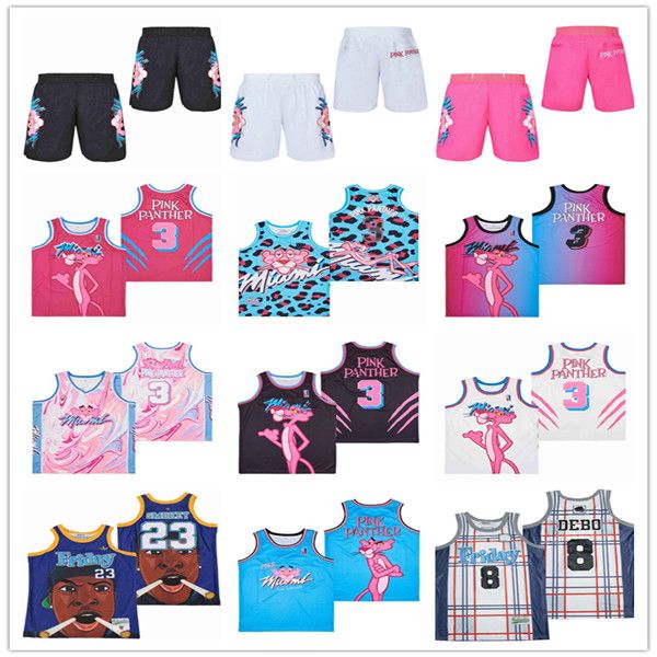 

man pink panther 3 miami basketball jerseys friday smokey #23 friday's craig 00# #8 debo jersey, Black