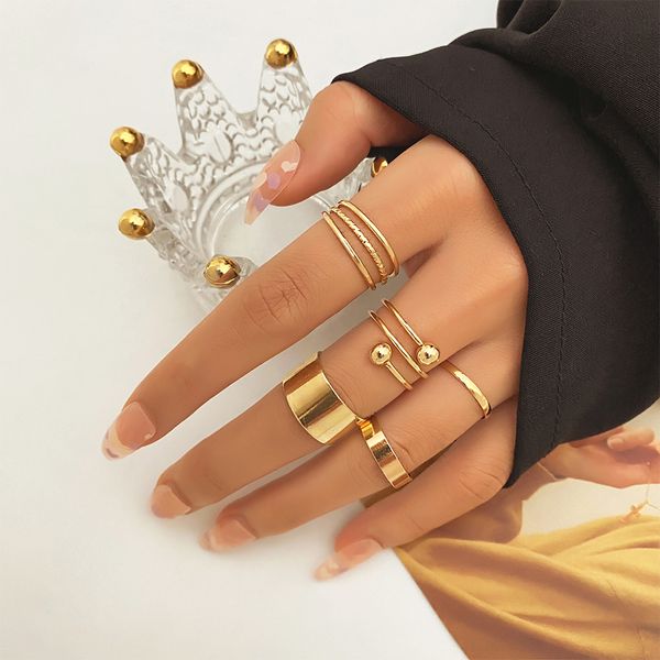 

vienkim fashion jewelry rings set selling metal alloy hollow round women finger ring for girl lady party wedding gifts 2022, Slivery;golden