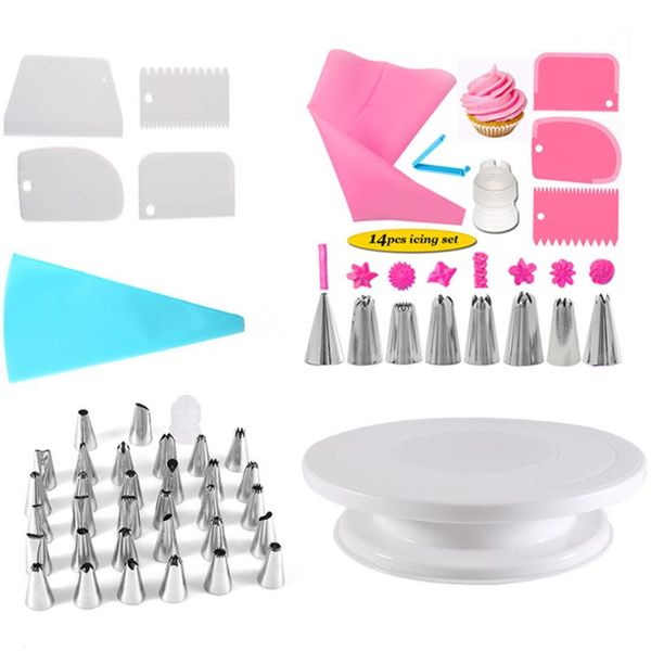 

plastic cake turntable rotating anti-skid round stand set decorating rotary table kitchen diy pan plate baking tool & pastry tools