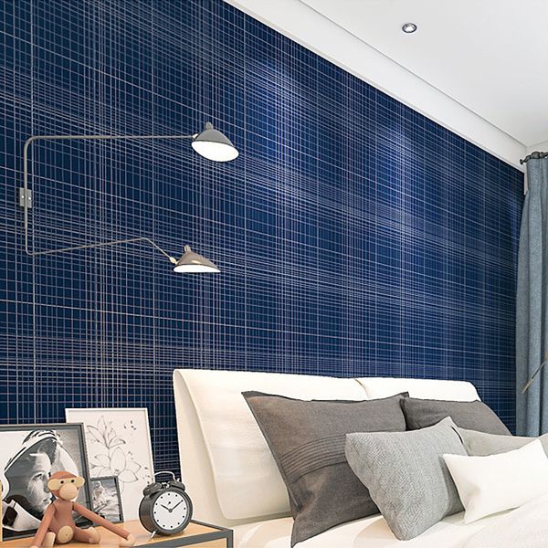 Simples geométrico papel de parede rolo moderno design escuro azul linha abstrata casa decoração de parede quarto de sala de estar quarto