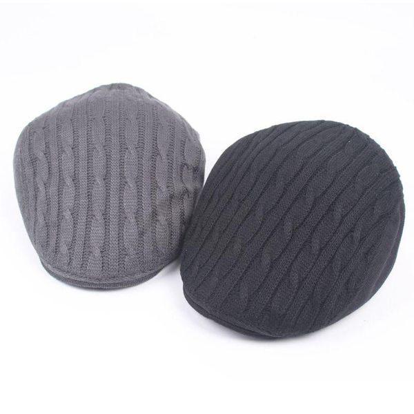 

wool beret autumn and winter cap male hat stripe bell cycling caps & masks, Black