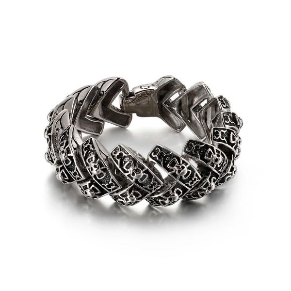 

link, chain fashion personal men punk retro black titanium steel cross skull keel bracelets jewelry