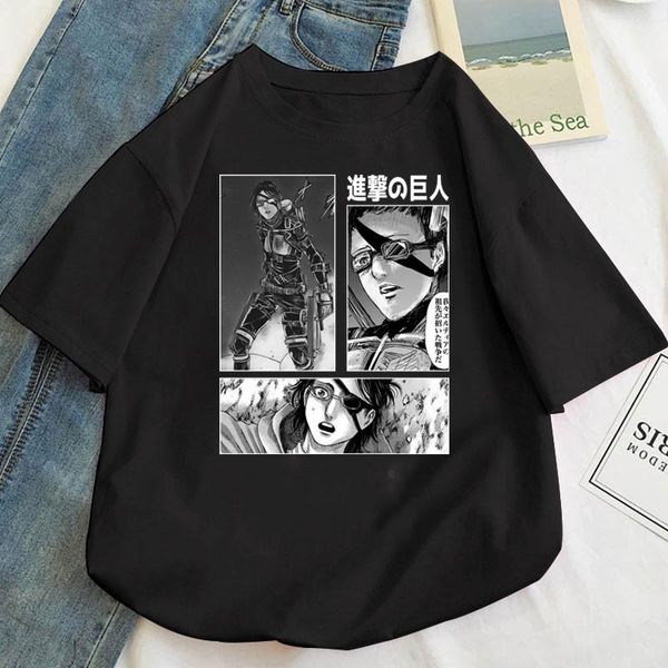 

women's t-shirt 2021 japanese anime attack on titan plus size short sleeve loose streetwear tees casual harajuku women clothing, White