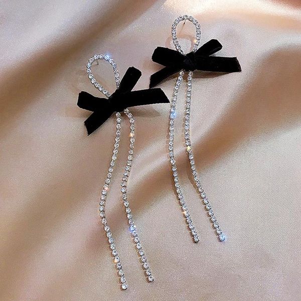 

dangle & chandelier exquisite cute crystal bowknot earrings for women design creativity luxury jewelry s925 needle zircon, Silver