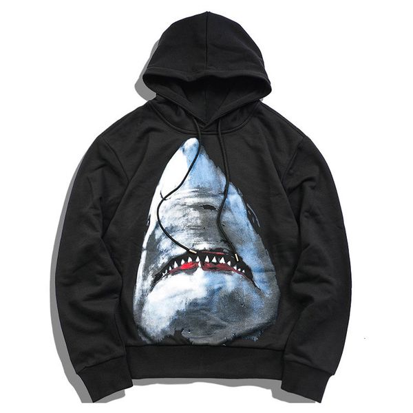 

men's hoodies & sweatshirts fashion mens stylist men women shark printed oversize hooded kk94, Black