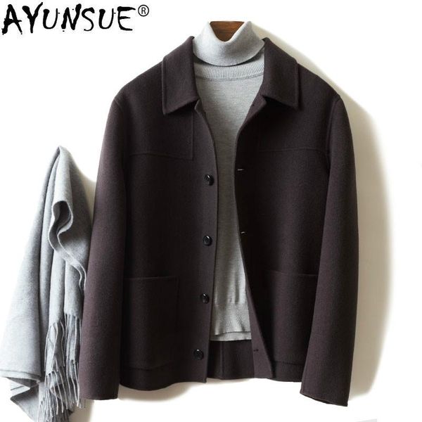 

men's wool & blends ayunsue jacket 2021 spring cashmere men overcoat clothes korean mens coats and jackets casaco masculino 824 kj, Black