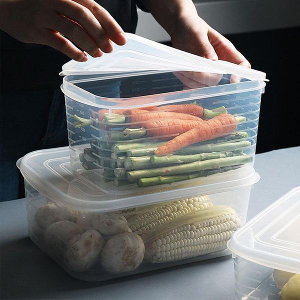 

storage bottles & jars sealed food box kitchen rectangular transparent lid large thickened container grade pp plastic preservation