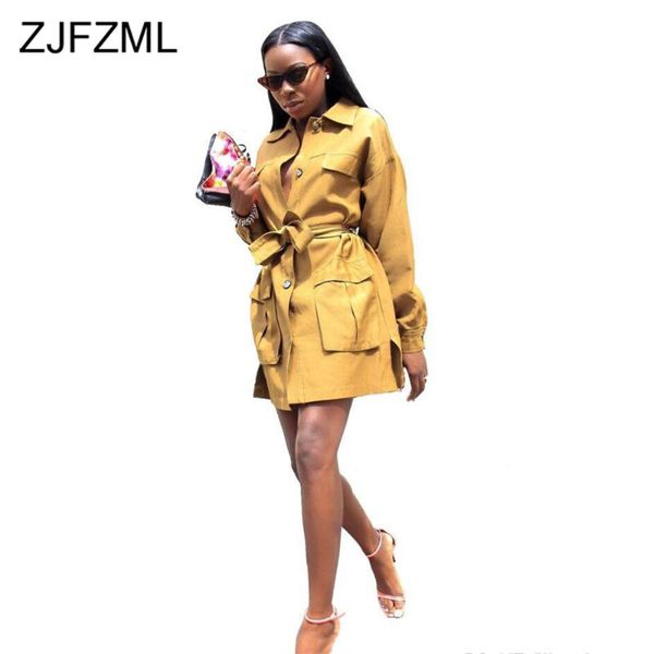 

women's trench coats single-breasted autumn winter coat women fashion turn down collar long sleeve jacket classic yellow pocket sashes, Tan;black