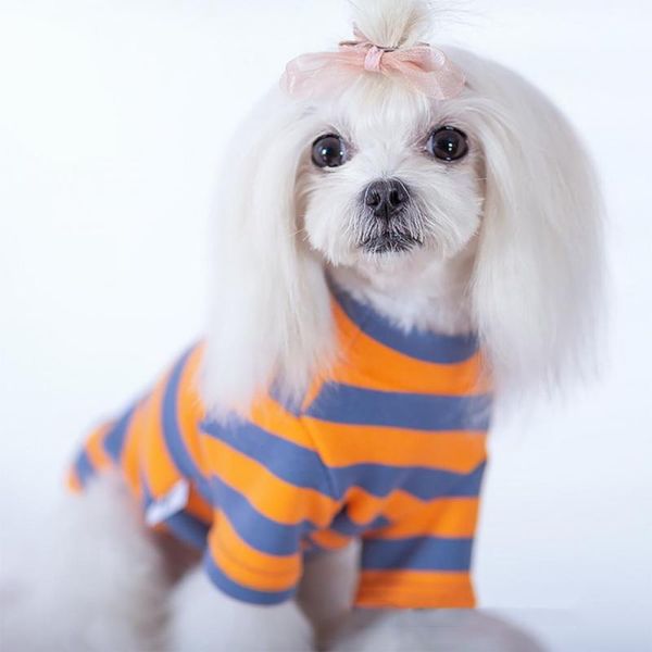 

1pc cat dog t-shirt striped breathable cotton clothes soft warm pet supplies for autumn winter easy to wearing washable apparel