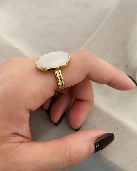 

wind minimalist net red 925 sterling silver shell ring japan and south korea ins index finger cluster rings, Golden;silver