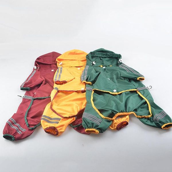 

dog apparel outdoor reflective striped pet raincoat puppy hooded waterproof rain jacket