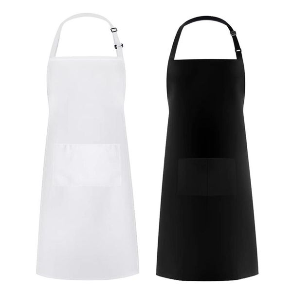 

adults men women apron bib solid color chef cooking with large pocket, aprons