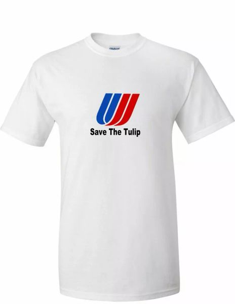 

united airlines "save the tulip" logo tee us airline white cotton t-shirt, White;black