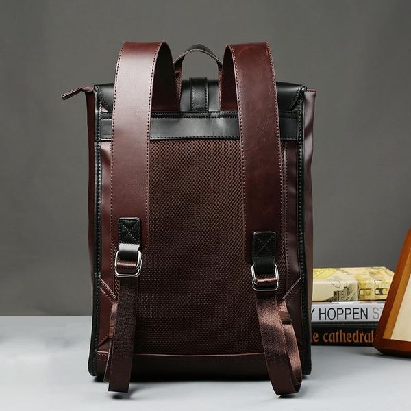 

backpack 2021 backpacks for men bags pu leather men's shoulder retro business school boys leisure