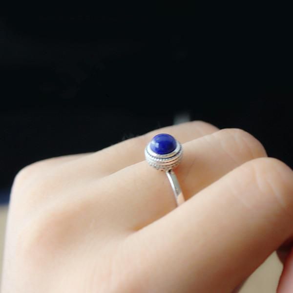 

cluster rings cmajor 925 sterling silver jewelry elegant classical style natural lapis lazuli for women friend gift, Golden;silver