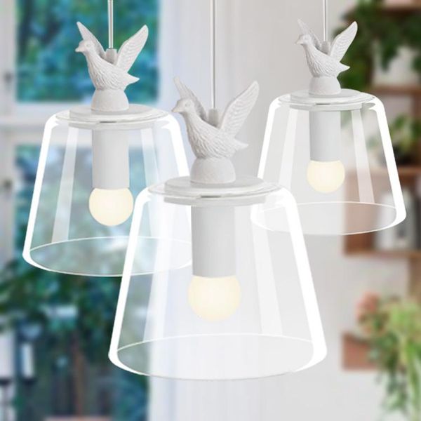 

ceiling lights resin & glass light minimalist style restaurant bar foyer decoration bedroom white duck bird