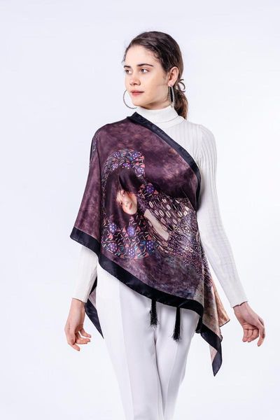 

scarves nomads felt gustav klimt emilie floge silk scarf, Blue;gray