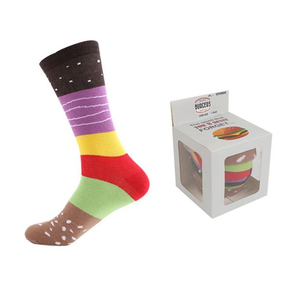 Männer Socken 2Boxen Frauen Männer Personalisierte Design Pizza Donut Weihnachten Set Geschenk Box Glücklich Harajuku Baumwolle Sokken Geschenke