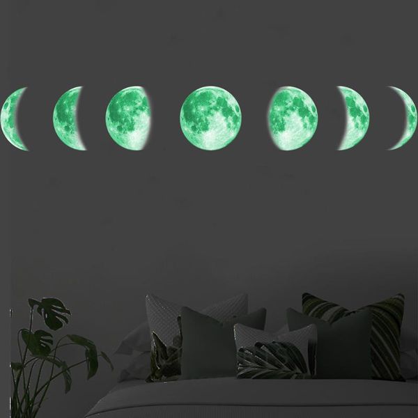 

wall stickers 30cm moon phase 3d luminous sticker living room decoration glow in the dark mural bedroom art decals eclipse
