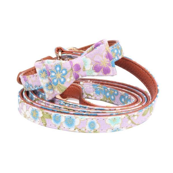 

dog collars & leashes collar leash bow tie pretty rose floral metal buckle big small cat pet accessory .