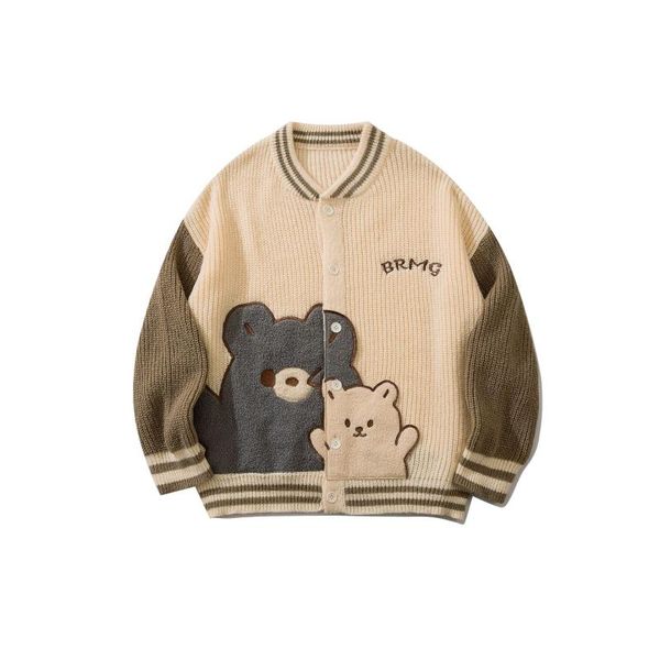 

men's sweaters sweater men vintage cardigan oversized japanese harajuku cartoon knitted pullover hip hop streetwear loose knitwear, White;black