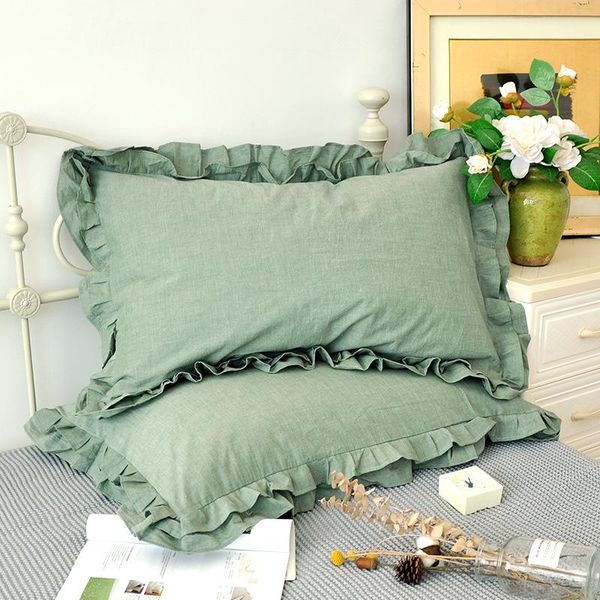 

pillow case 1 pair european style cotton wrinkle elegant cases ruffle design cover princess pillowcase 48*74cm