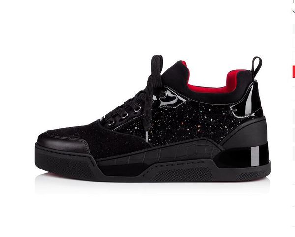 

fashion casua shoe red bottom sneakers low shoes reds sole aurelien flat sneaker perfect trainers outdoor walking lace-up sports runner, Black