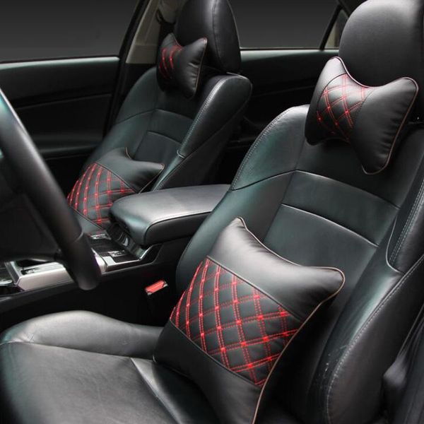 

seat cushions all leather auto headrest lumbar support vehicle interior neck protection pillow pu four seasons general automobile cushion