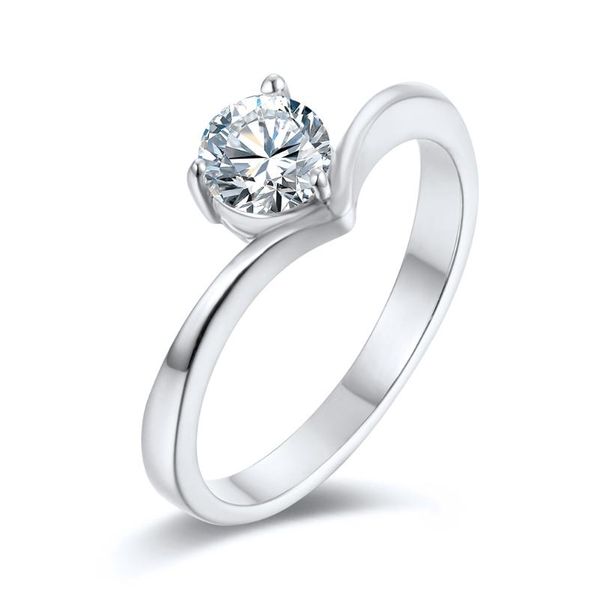 

wedding rings fashion stainless steel white stone ring women's simple punk jewelry gift 10221, Slivery;golden