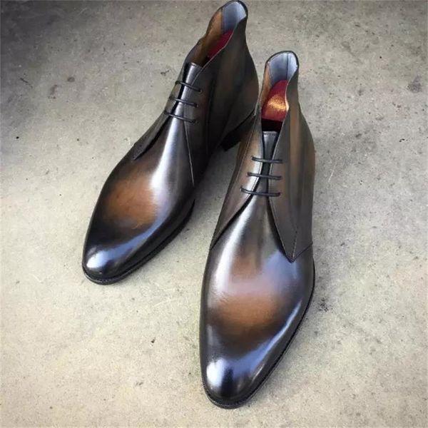 

dress shoes 2021 men fashion handmade solid color pu faux suede wingtip lace-up classic business casual ankle boots xm434 xi39, Black