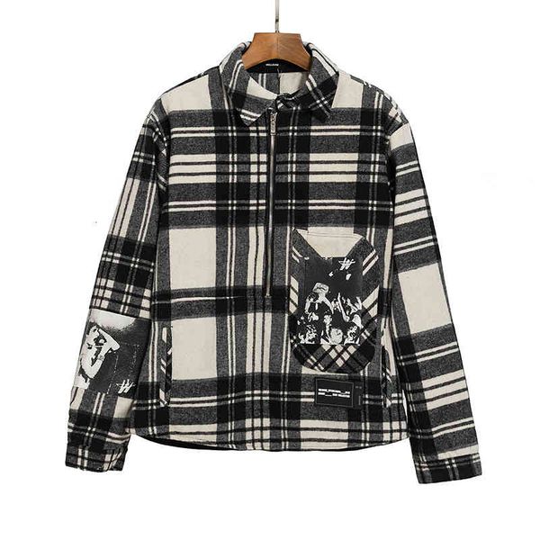 

women's blouses & shirts quality plaid wool welldone jacket with zipper female shirt tall street couple loose off we11done chic, White