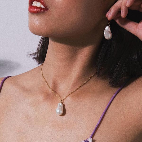 

pendant necklaces 2021 trendy pearl necklace for women simple fashion irregular jewelry accessory wedding party gifts, Silver