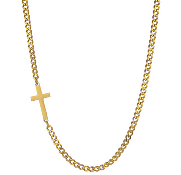 

pendant necklaces 316l stainless steel temperament cross necklace titanium simple cuban chain not, Silver