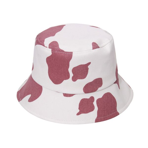 

new fashion sun-proof korean style leisure travel sun hat trendy bucket hat cows pattern printed bucket hat men and women no. 1, Blue;gray