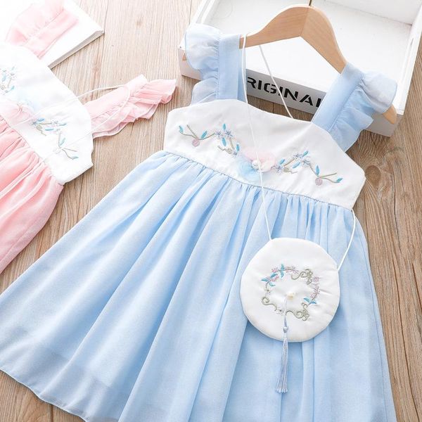 

girl's dresses wholesale girls dress 2021 summer baby girl flower embroidery tulle sleeveless, Red;yellow