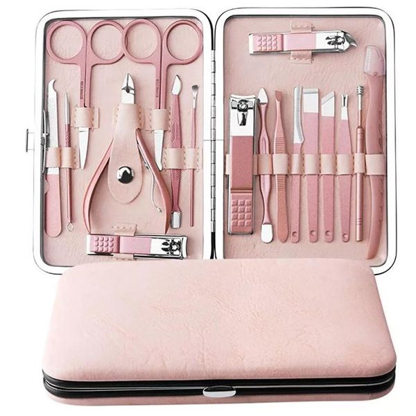 

nail art kits stainless steel professional manicure set rose gold pedicure nose scissors eyebrow razor family foot hand care 2021