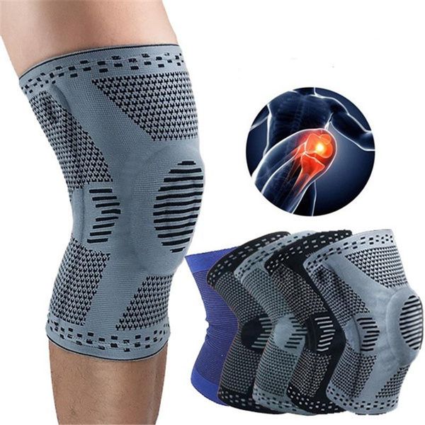 

elbow & knee pads 1pc protector brace silicone spring pad basketball running compression sleeve support sports kneepads, Black;gray