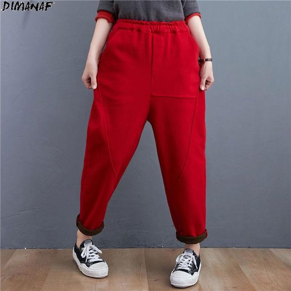 

women's pants & capris dimanaf women plus size slacks fleece harem winter thick warm casual office home wear female loose pockets, Black;white