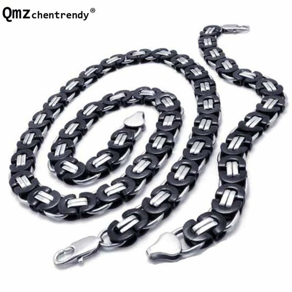 

earrings & necklace fashions hip hop men stainless steel flat byzantine chain link necklaces braceles chunky fashion boys jewelr, Silver