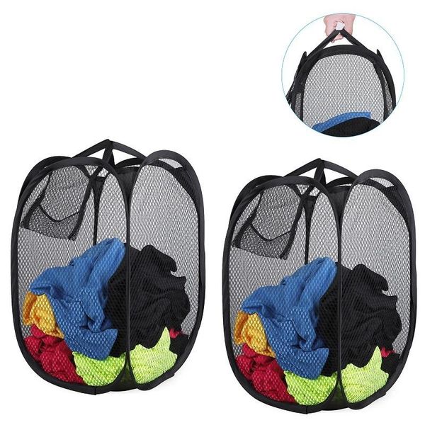 

foldable laundry bag breathable nylon mesh washing basket bin hamper storage bags