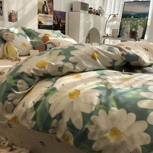 

bedding sets european flower set kid teen girl,cotton floral twin full  king home textile bedsheet pillow case quilt cover