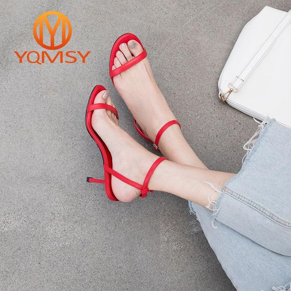 

summer elegant women shoes fashion gladiator thin heels buckle strap belt sandals genuine leather party as101 dress, Black